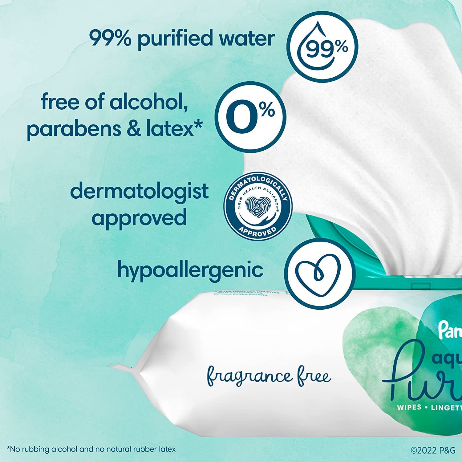 Pampers Aqua Pure Sensitive Baby Wipes 10X Pop-Top 560 Count - Image 2
